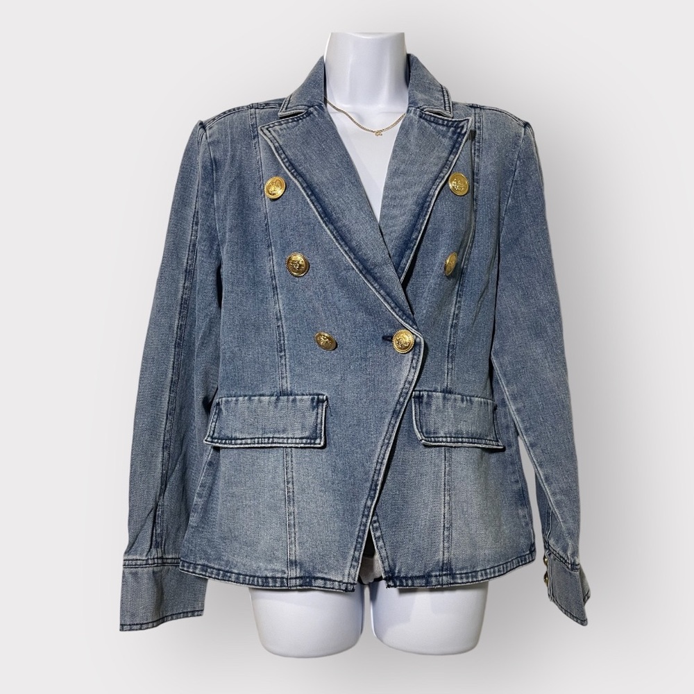 Dictionary Denim Blazer Jacket - Picture 1 of 12